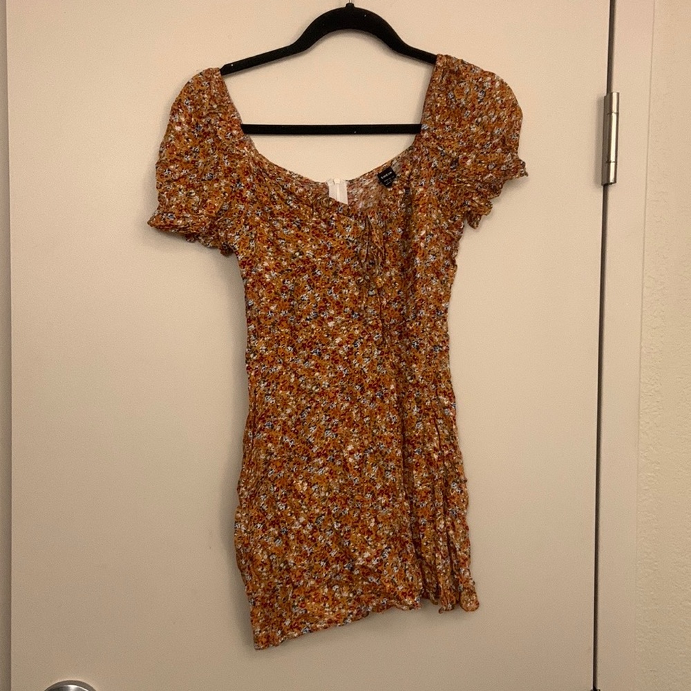 Multicolor floral tie front mini dress